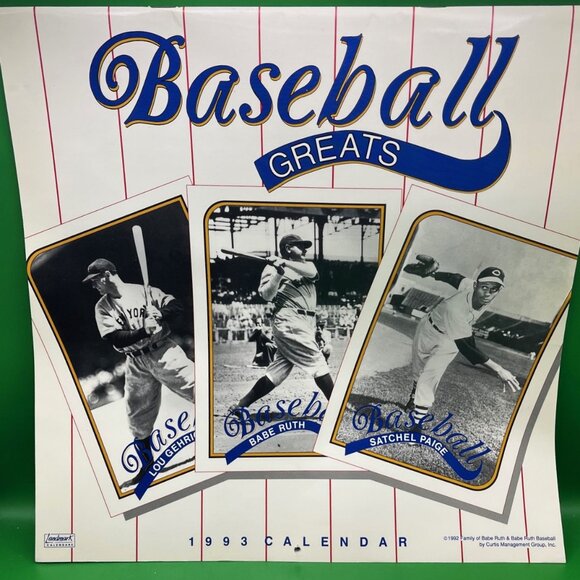 1993 Baseball Greats Calendar Ruth Gehrig Paige Landmark Hall of Fame VTG MLB - Picture 1 of 16